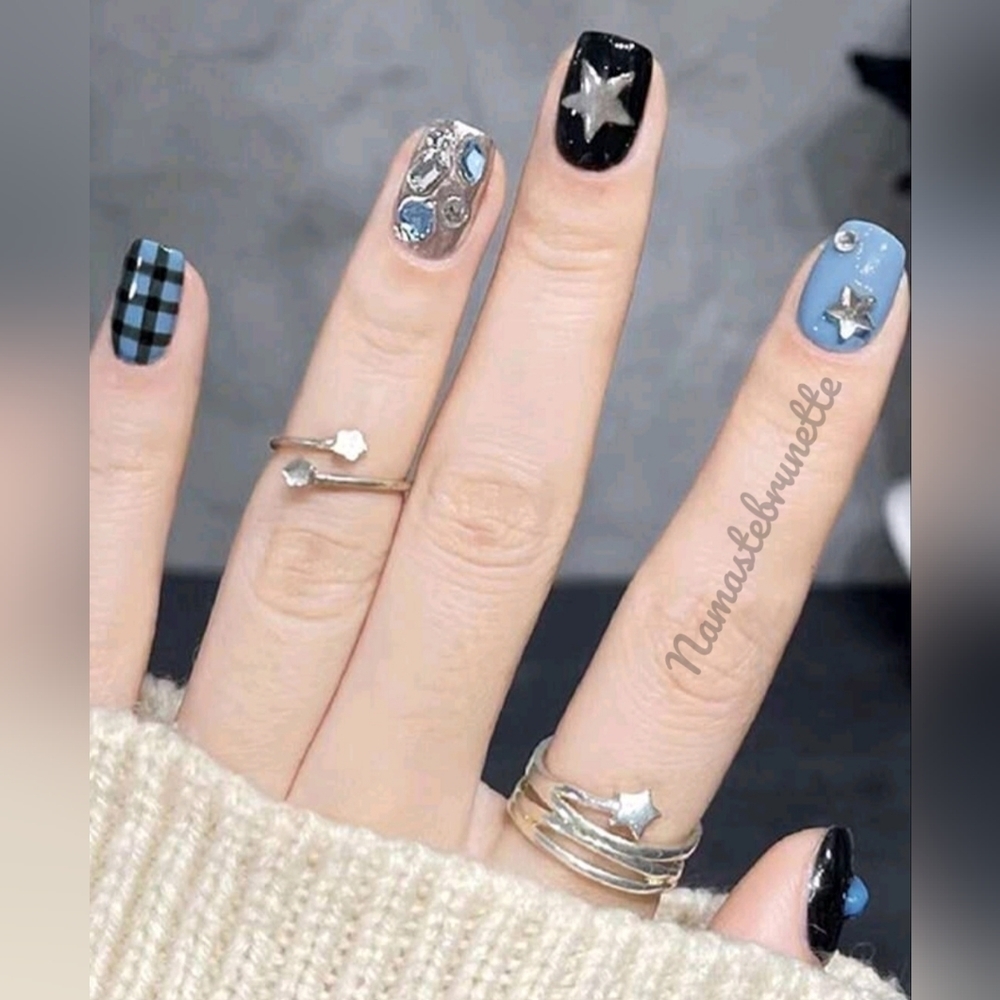 Rhinestones, Stars, Plaid, & Press On Nails